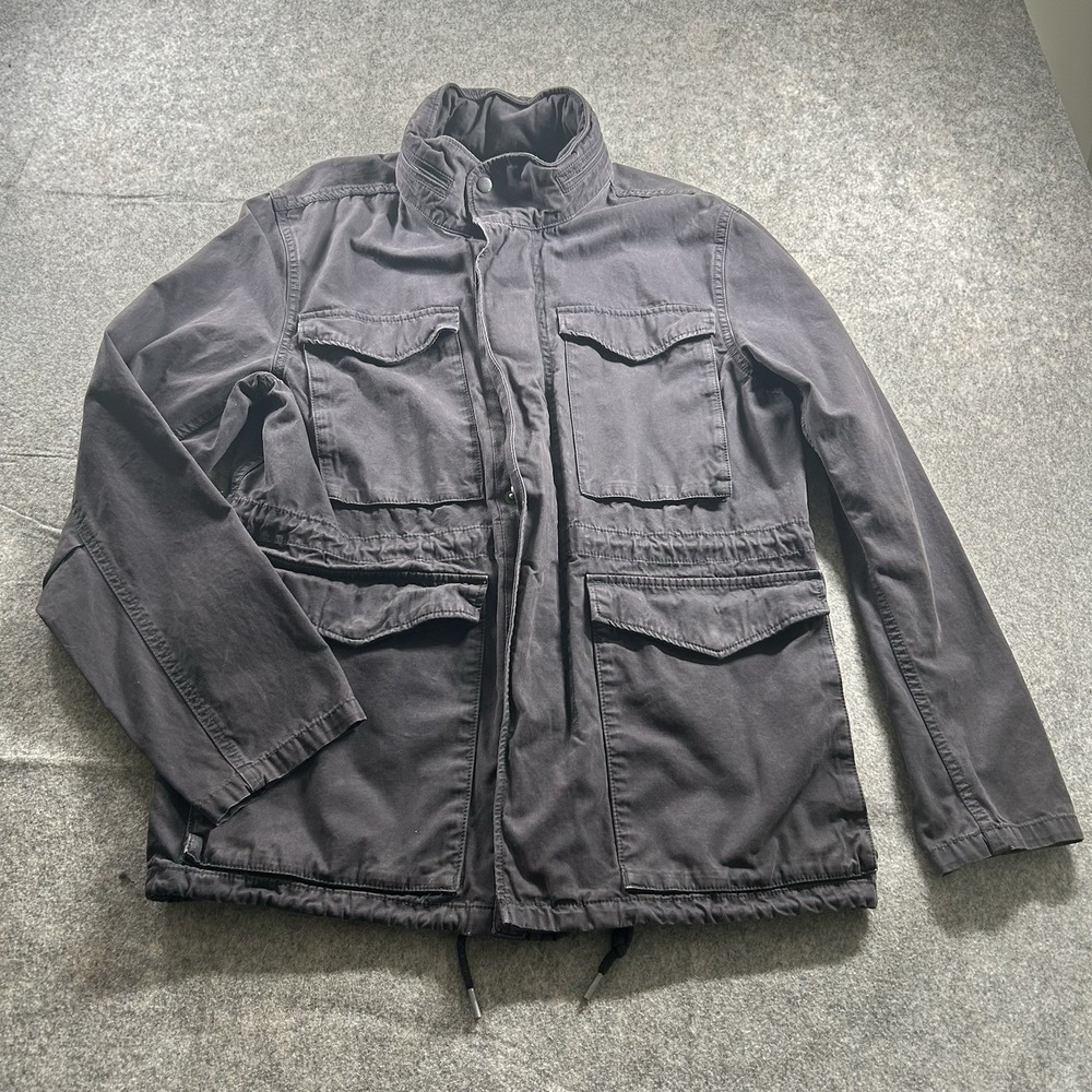 Madewell Jacket Mens Medium Military Cargo Zip Up 2 In 1 Hooded Collar Casual